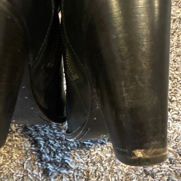 Frye Jenny Leather Ankle Boots Booties Black Stacked Heels Zip Buckle 7.5 B - Picture 8 of 9